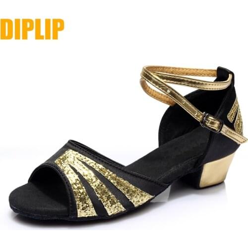 DIPLIP hot new childrens Latin dance shoes girls dance hall tango girls salsa low with GB dance shoes