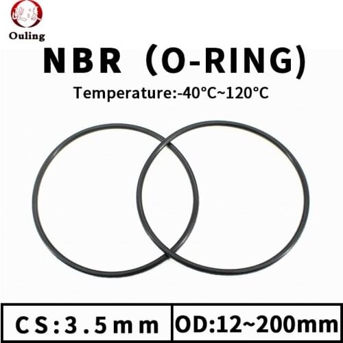 NBR O Ring Seal Gasket Thickness CS3.5mm OD12-200mm Wear Resistant Automobile Petrol Nitrile Rubber O-Ring Waterproof Black