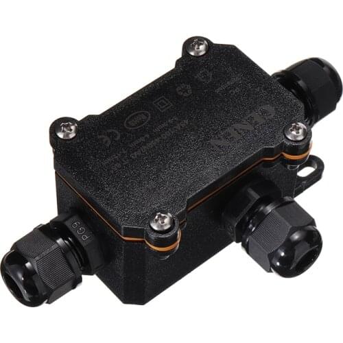 1pc Waterproof Junction Box Case Outdoor Electrical Cable Wire Connector 3 Way Black Junction Box Waterproof