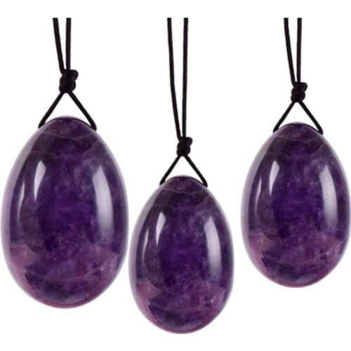 1Pcs Natural Rose Quartz Yoni Egg Amethyst Kegel Exercise Jade Egg Vagina Muscle Tightening Crystal Balls Stone