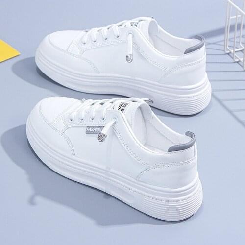 2021 Autumn Sneakers Women Shoes Flats Tennis Shoes Summer Lace-Up Leather Breathable Female Sneakers Women