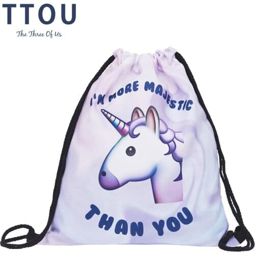 TTOU Women Casual Backpack 3D Printing Fashion Travel sSoftback Mochila Drawstring Bag for School Girls Backpacks Sac A Dos