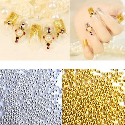 1 mm 3D Colored Metal Micro Beads Female Mini Stainless Steel Nails Art Caviar Beads DIY Charms Stud Manicure Art Decorations