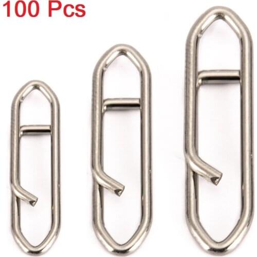 100Pcs Powerful Fast Link Clip Fishing Snaps Stainless Steel Quick Change Fishing Interlock Clips Fishing Tackle Accessories