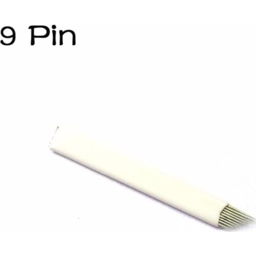 100 pcs 9 Pin Blades in Lot No.&Expiry Date for Microblading Eyebrow Embroidery Feathering Semi Perm Brow Permanent makeup