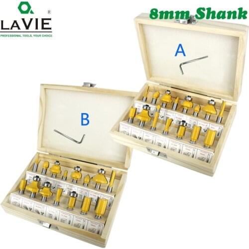 15pcs 8mm Router Bit Set Trimming Straight Milling Cutter for Wood Bits Tungsten Carbide Cutting Woodworking