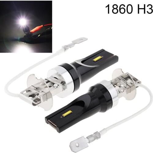 2pcs Car Light Bulbs 12V 12W H3 1860 Lamp Beads 1200LM 6500K-7500K White Car Driving Running Lamp Auto Headlight Bulbs for Cars