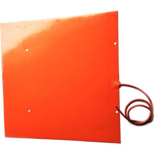 230v 1450w 600*600*1.5mm Silicone heater for 3d printer adhesive 1 side 5 holes on pad 1000mm lead wire