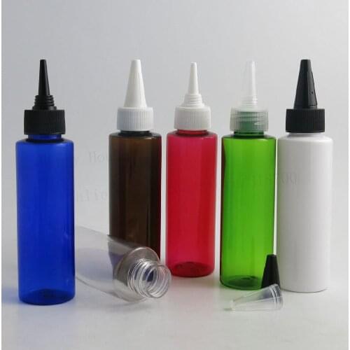 24 x 100ml Free shipping Empty Refillable Plastic Bottles with Spout Tip Cap 100cc PET Dispensing Cosmetic Lotion Containers