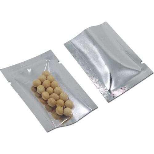 300Pcs/Lot Open Top Silver Aluminium Foil Clear Plastic Packaging Bags Heat Seal Vacuum Pouches Bag Food Storage Pack Mylar Bags