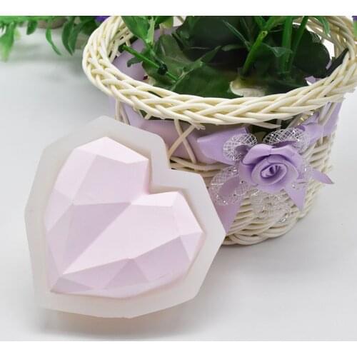 3D Diamond Soap Moulds Love Heart design Silicone Mold DIY car Pendant gypsum plaster heart mold diamond candle molds