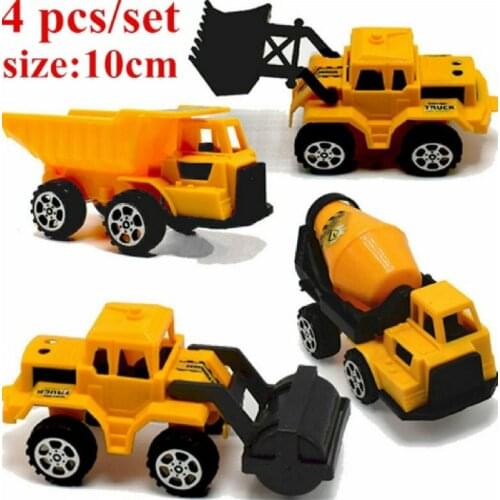 4 Pcs/set Mini Alloy Construction Vehicle Engineering Car Dump-car Truck Model Classic Toy Mini Gift for Kids Random style