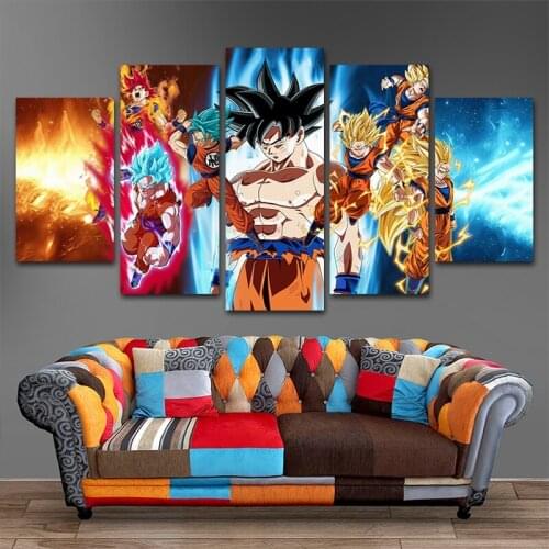 5 Pcs Japanese Anime Characters Picture Abstract Wall Art Canvas Paintings HD Cartoon Poster for Living Room Decor Home Decor