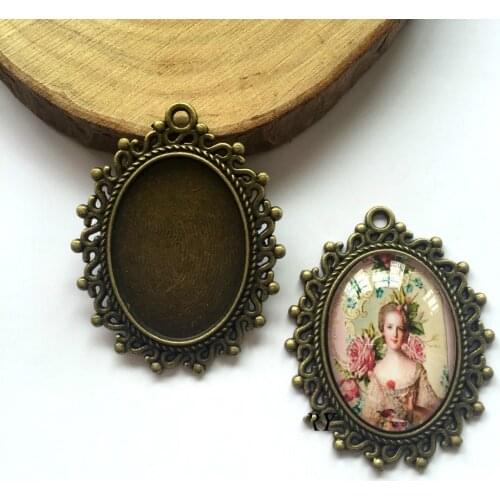 5pcs/lot diy jewelry charms antique bronze tray pendant setting inner 18*25mm cabochon MC-620
