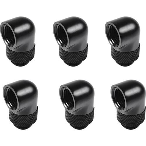 6Pcs / Lot G1 / 4 Inch 90 Rotary Compression Fitting 90 Degree Rotary Fitting Water Cooling Adaptors Metal Connector