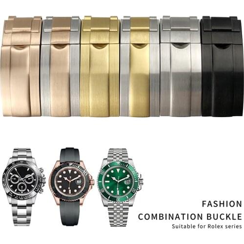 9mm Stainless steel folding buckle glide lock Fit for role submariner Oysterflex Daytona GMT watch band strap Deployment clasp