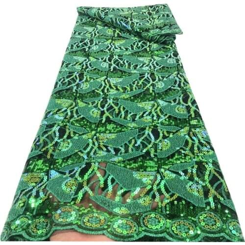 African Lace Fabric 2021 High Quality Embroidery Sequins Lace French Tulle Lace Nigerian Wedding Party Dress Sewing r19-73