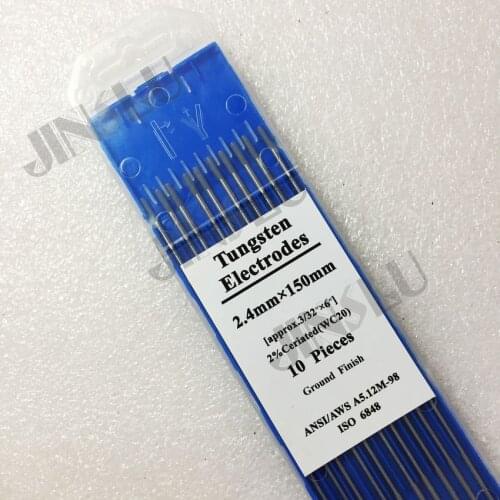 Free shipping Tungsten Electrode 2% Ceriated WC20 Grey color 2.4*150mm 3/32" 10PCS