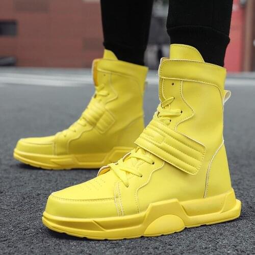 Mens High Top Ankle Boots Lace Up Sneakers Round Toe Shoes Flats Skateboard Casual Sport 3Colors Boys Youth