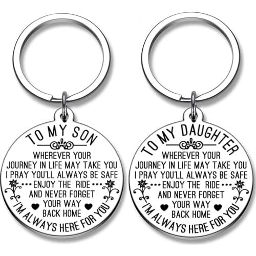 To My Son / Daughter Love Gift Keychain Stainless Steel Keyring, Best Father Mother Gift Idea For Son / Daughter
