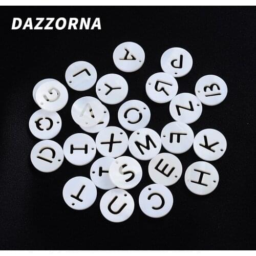 Fashion A-Z 26 English Letter Shell Beads 10Pcs Charms Round Alphabet Spacer Beads For Jewelry Making DIY Bracelet Accessories