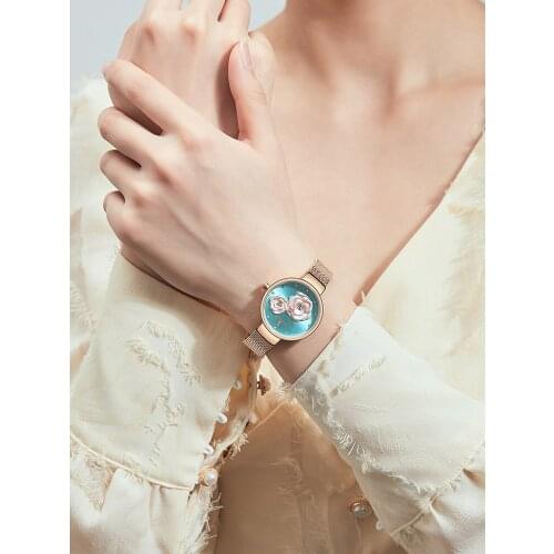 NAVIFORCE Beautiful Flower Design Women Watches Fashion Casual Crystal Wrist watch Ladies Female Luxury Rose Gold Elegant Watch