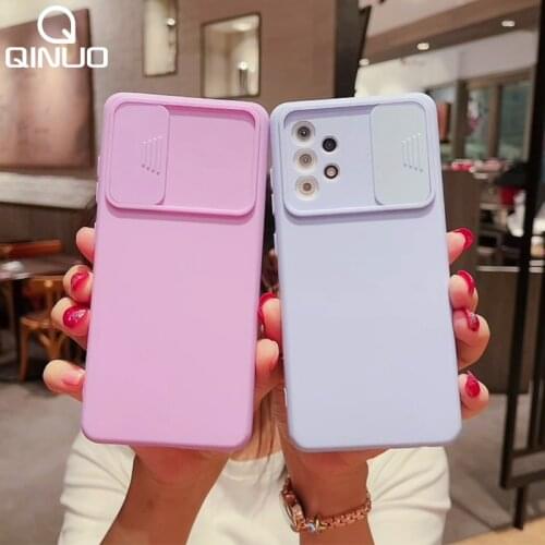 Luxury Camera Cover Slider Case For Samsung Galaxy A52 A32 5G A12 A51 A71 A72 A21S S21 Ultra S20 FE S Shockproof Lens Protection