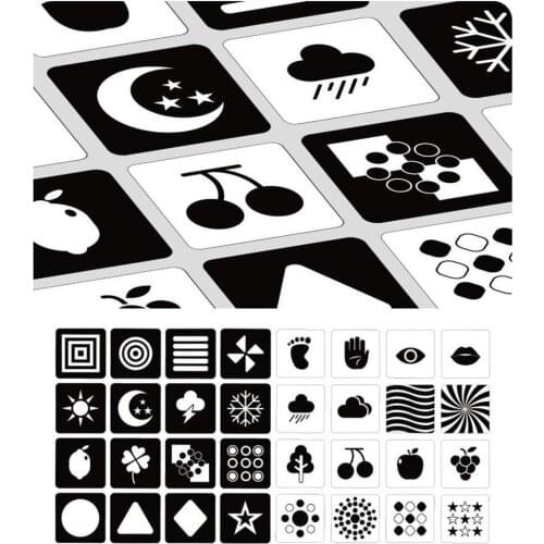 Black White Color Cards Preschool Early Educational Baby Visual Training Cardboard Animal Food Flashcards For Children Cognition