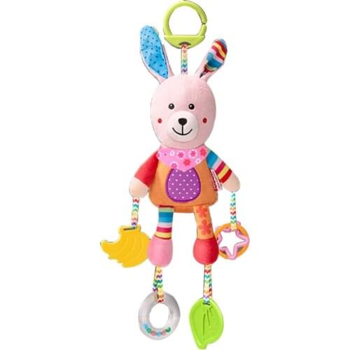 T5EC Baby Rattles Toys With Teether Baby Plush Rattle Toys Grasping 0-3 Years Old Manual Brain Cultivation Hearing Trainning