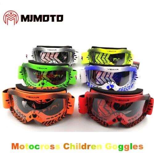 Vemar Kids Retro Motorcycle Goggles Children Breathable Adjustable Motorcycle Glasses Motocross Racing MX MTB Anti-UV Goggles