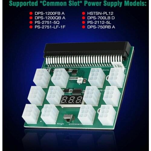 For Hp Psu Gpu 6pin 1600w Mining Power Dps-1200fb 12ports Breakout Board Power Conversion Board To 6pin Adapter 12v Adapter