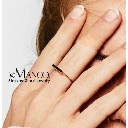 E-Manco Minimaliset Punk Stainless Steel Rings for women Rose Gold Color dainty pinky ring stackable midi rings jewellery