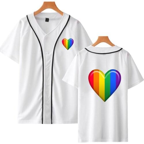 Trend Trend Harajuku Summer Gay LGBT 3D Short Sleeve Baseball Uniform Men/Women T-SHIRT Winter Lady Hem Shirts Fashion Tees