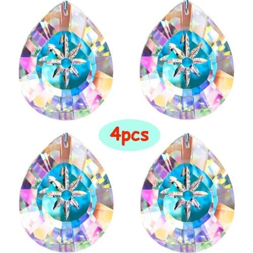 H&D Pack 4pcs DIY Suncatcher Rainbow Maker Crystal Hanging Chandelier Prisms for Window Glass Drop Pendant Lamp Decor,76mm