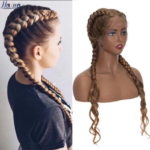 HAIRRO Braid Hair Wig Synthetic Hair African American Box Black Wigs Wholesale Baby Hair Tresse Cornrow For Black Women