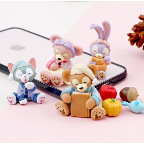 Disney Kawaii Duffy Stellalou Rabbit Bear In Pajamas Action Figure Toy DIY Collection Model Toy Birthday Gift for Kid Cake Decor