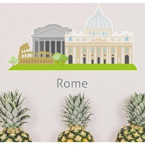 Italy Rome Colosseum Landscape National Illustration Customs Landmark Removable Wall Sticker Art Decals Wallpaper for Room Decal