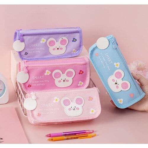 Kinbor Cute Duck Pencil Case Fabric Large Capacity Stationery Gift Tools Storage Back To School Supplies