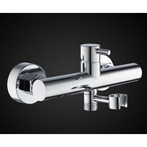 Brass chrome hot and cold water mixing valve bidet faucet double empty single handle with shower bracket