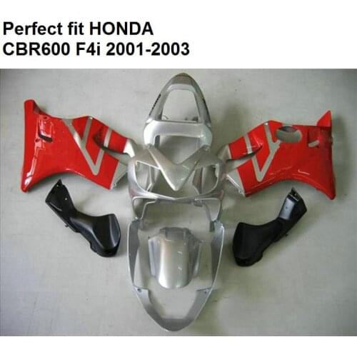 Injection mould fairing for Honda CBR 600 F4i 01 02 03 red silver fairings kit CBR600 F4i 2001 2002 2003 CZ12