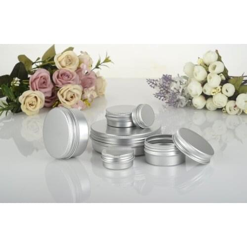20pcs/lot 5g 10g 15g 20g 30g 50g 60g 100g Aluminum Cream Jar Pot Nail Art Makeup Lip Gloss Empty Cosmetic Metal Tin Containers