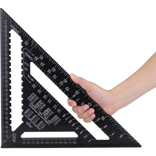12inch Speed Square Metric Aluminum Alloy Triangle Ruler Squares for Measuring Tool Metric Angle Protractor Woodworking Tools