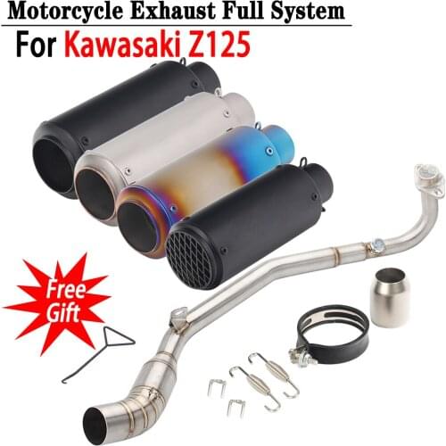 Motorcycle Exhaust Full System Link Pipe Slip on For Kawasaki Z125 Z 125 Escape Moto Modified Muffler Stainless Steel Tube