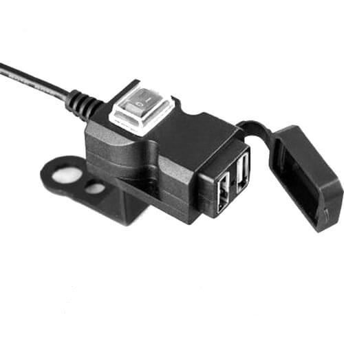 Motorcycles Dual USB Charger Power Socket Plug with Switch 2.1A & Mounts