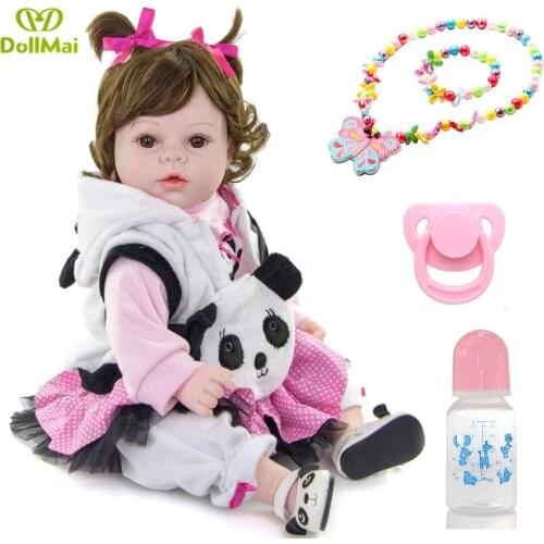 Real Baby Dolls Reborn Girl 20'' Lifelike Soft Silicone Babies Reborn Baby Doll Toys For Children bebe Gift reborn Panda clothes