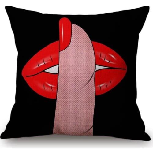 Sexy Lips Pop Art Style Cushion Cover Red Tongue Kiss Cotton Linen Valentines Love Gift Home Decoration Sofa Throw Pillow Cases