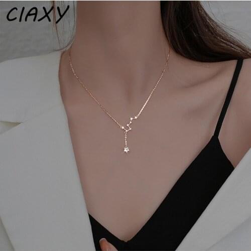 CIAXY 925 Sterling Silver Inlaid Zircon Big Dipper Choker Tassel Necklace Female Sexy Clavicle Chain 2021 Summer Fashion Jewelry