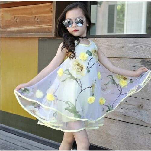 Big Girls Floral Dresses Girls Summer Clothes Kids Pink Sleeveless Princess Tiered Party Dress For 6,7,8,9,10,11,12,14 Years old