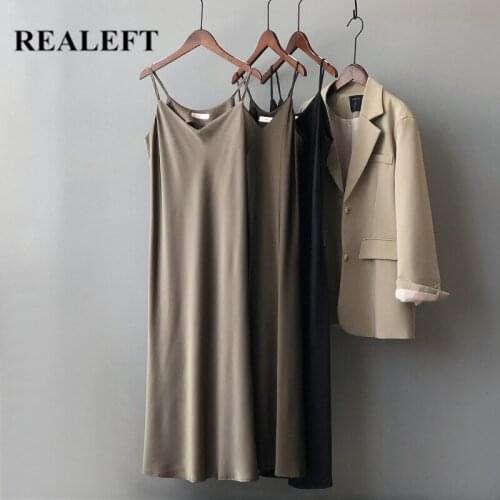 REALEFT New 2021 Summer Stain Womens Strapless Long Dresses V-Neck Maxi Party Dress Sleeveless Female Tank Chic Beach Dresses