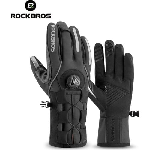 ROCKBROS Adjusatble Cycling Gloves Reflective Screen Touch Warm MTB Bike Gloves Outdoor Waterproof Motorcycle Bicycle Gloves